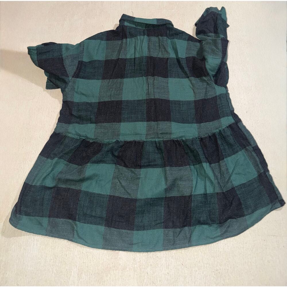 American Eagle women’s black & green plaid oversized babydoll flannel - Picture 2 of 9